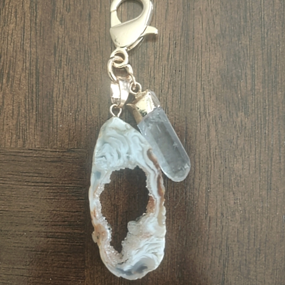 Druzy Agate & Quartz Keychain